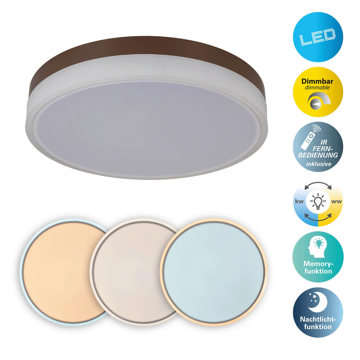 Näve Leuchten LED-Deckenleuchte weiß Kunststoff Metall B/H/T/D: ca. 50x9x50x50 cm LOLA - weiß (50,00/9,00/50,00cm) - Näve Leuchten