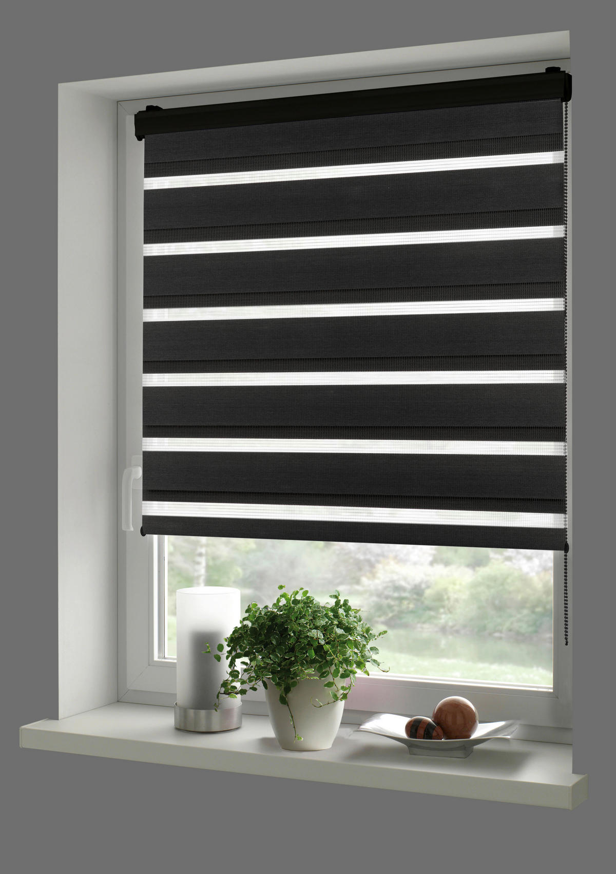 Doppelrollo mit Blende Black schwarz B/L: ca. 80x160 cm Black - schwarz (80,00/160,00cm) - Boviva