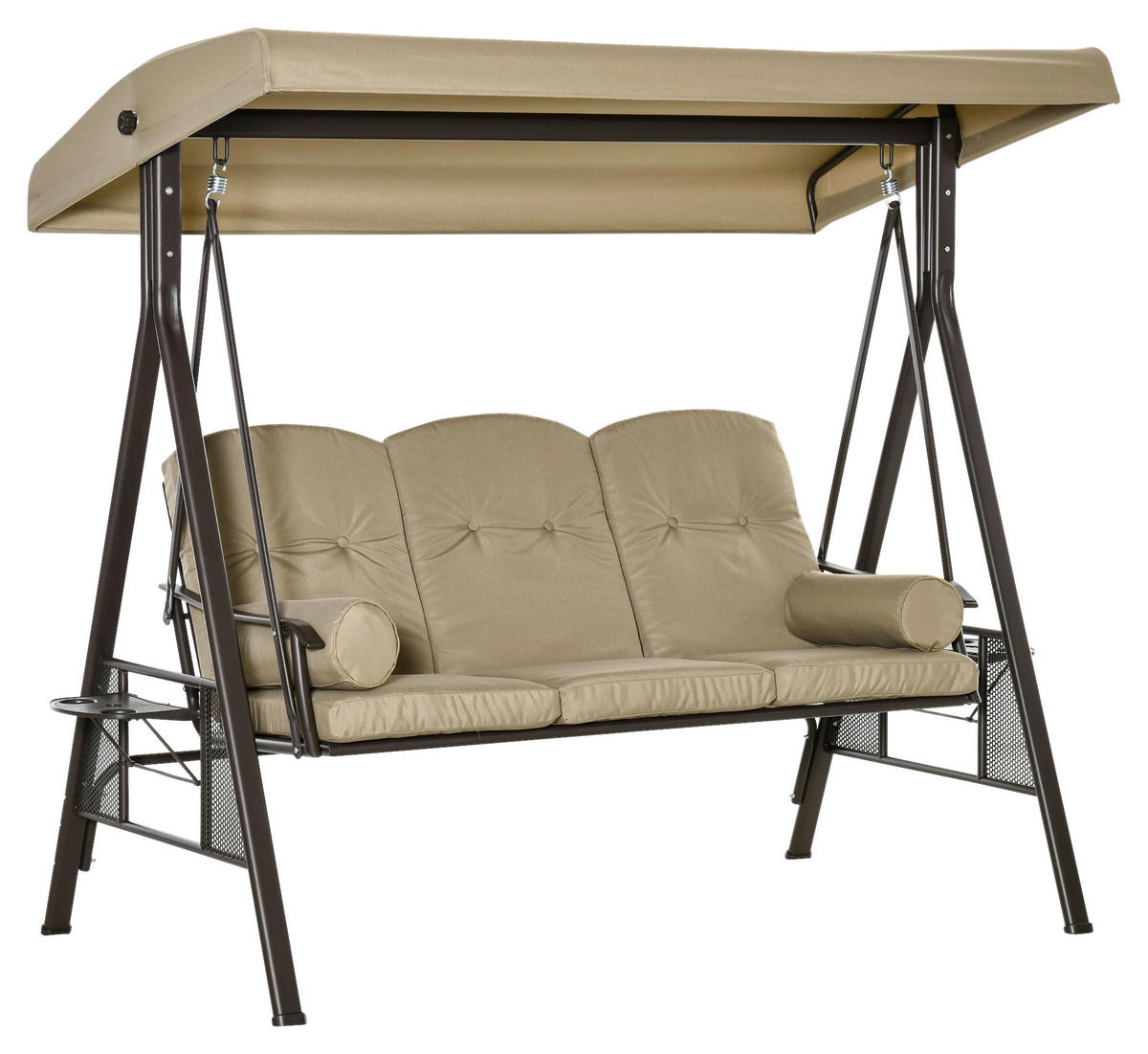 Outsunny Hollywoodschaukel khaki Polyester B/H/L: ca. 206x183x116 cm Hollywoodschaukel - khaki (116,00/206,00/183,00cm) - Outsunny