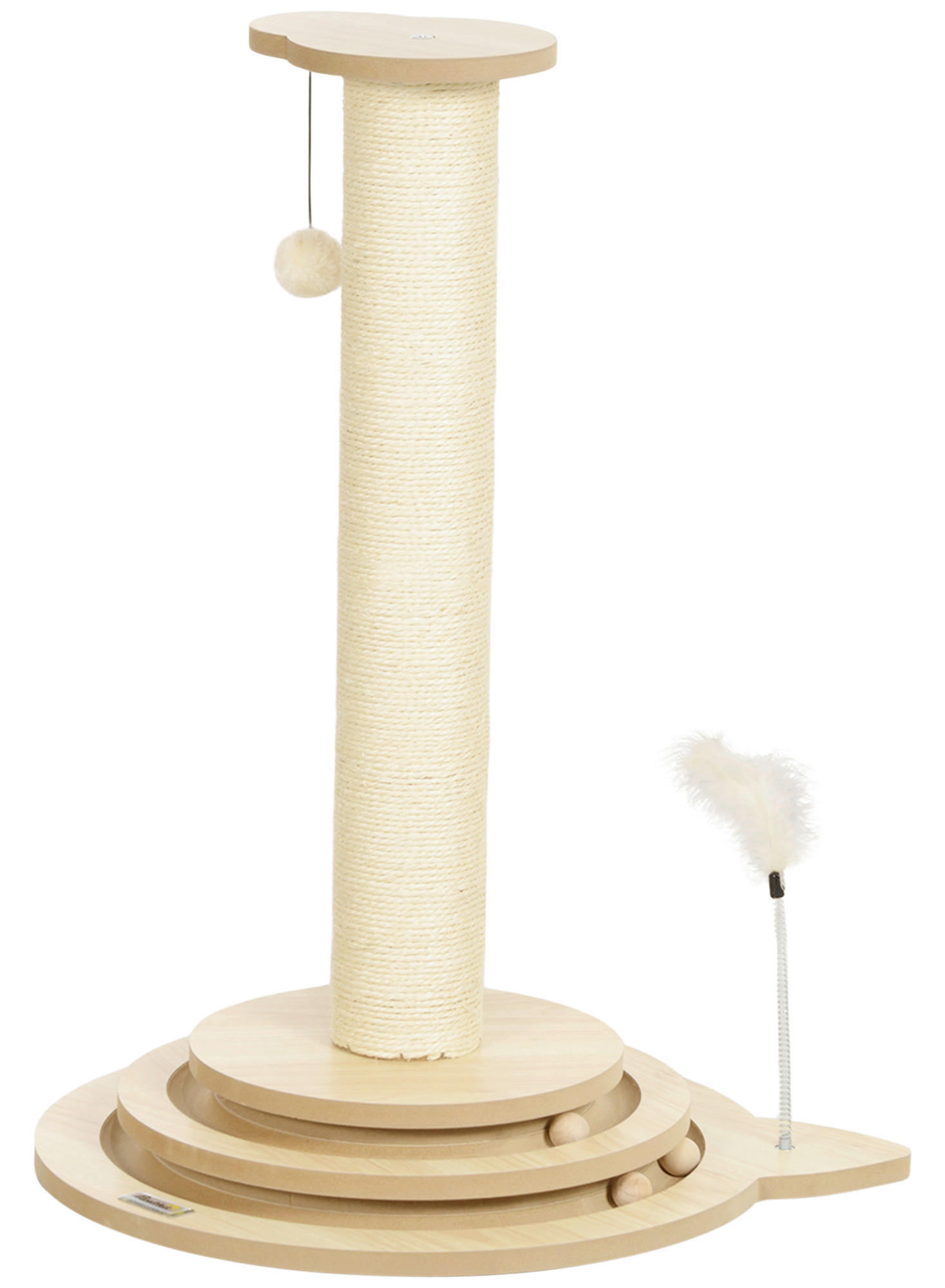 PawHut Kratzstamm Eiche Sisal B/H/L: ca. 45x69x45 cm Kratzstamm - Eiche (45,00/45,00/69,00cm) - PawHut