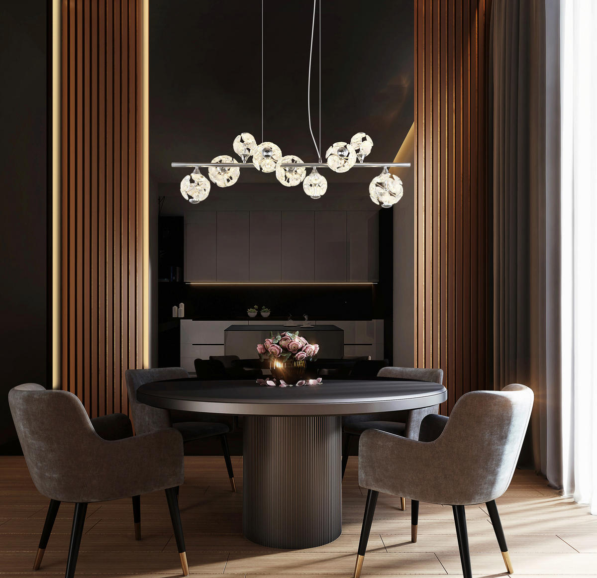 GLOBO Pendelleuchte VIRINA - klar/Chrom (86,60/36,00/120,00cm) - GLOBO