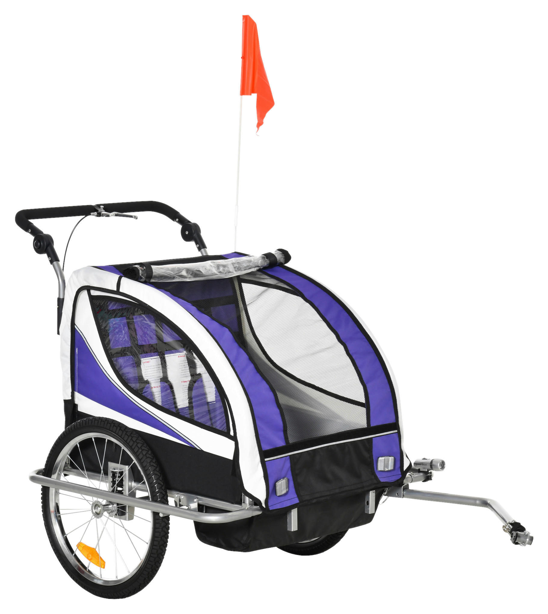 HOMCOM Fahrradanhänger lila lila B/H/L: ca. 88x155x108 cm Kinderanhänger - lila/schwarz (108,00/88,00/155,00cm) - HOMCOM