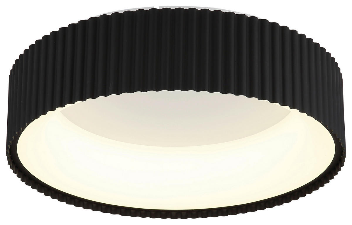 GLOBO LED-Deckenleuchte mattschwarz Opal weiß Acryl Metall H/D: ca. 13x46 cm 1 Brennstellen KEMP - weiß/Opal (46,00/13,00cm) - GLOBO