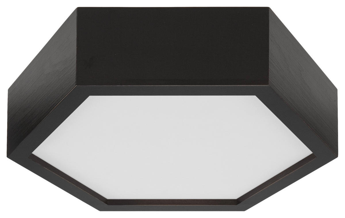 Lamkur Deckenleuchte dunkelbraun Glas Holz B/H/L: ca. 33x12x33 cm 1 Brennstellen Hex - dunkelbraun (33,00/33,00/12,00cm) - Lamkur