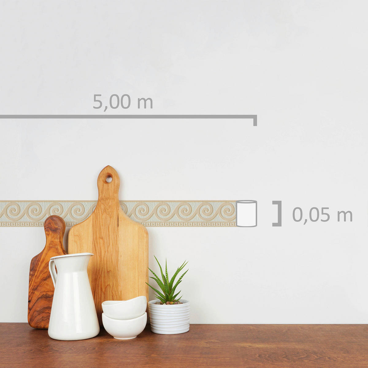 A.S.Creation Bordüre beige weiß B/H/D: ca. 5x500x8 cm Bordüre_selbstklebend - beige/weiß (8,00/500,00cm) - A.S.Creation