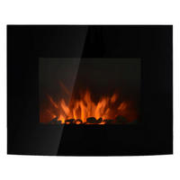 HOMCOM Elektrischer-Kamin  MH820-052 schwarz Metall Glas B/H/T: ca. 88,5x56x13,5 cm ca. 2000 W Elektrokamin 820-052 - schwarz (88,50/56,00/13,50cm) - HOMCOM