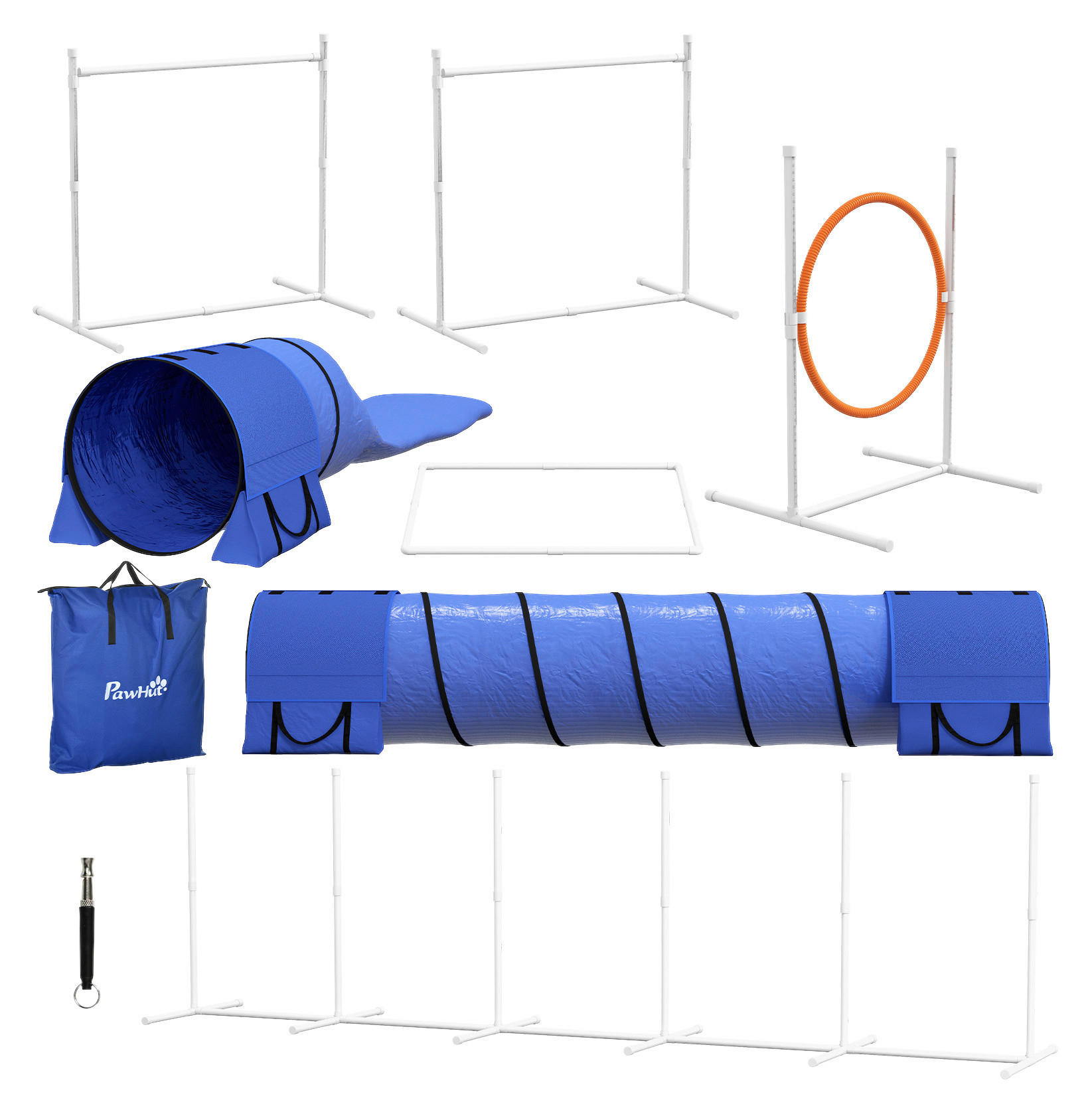 PawHut Hunde-Agility-Set blau Polyester-Mischgewebe B/H/L: ca. 63x93x321 cm Hunde-Agility-Set - blau (321,00/63,00/93,00cm) - PawHut