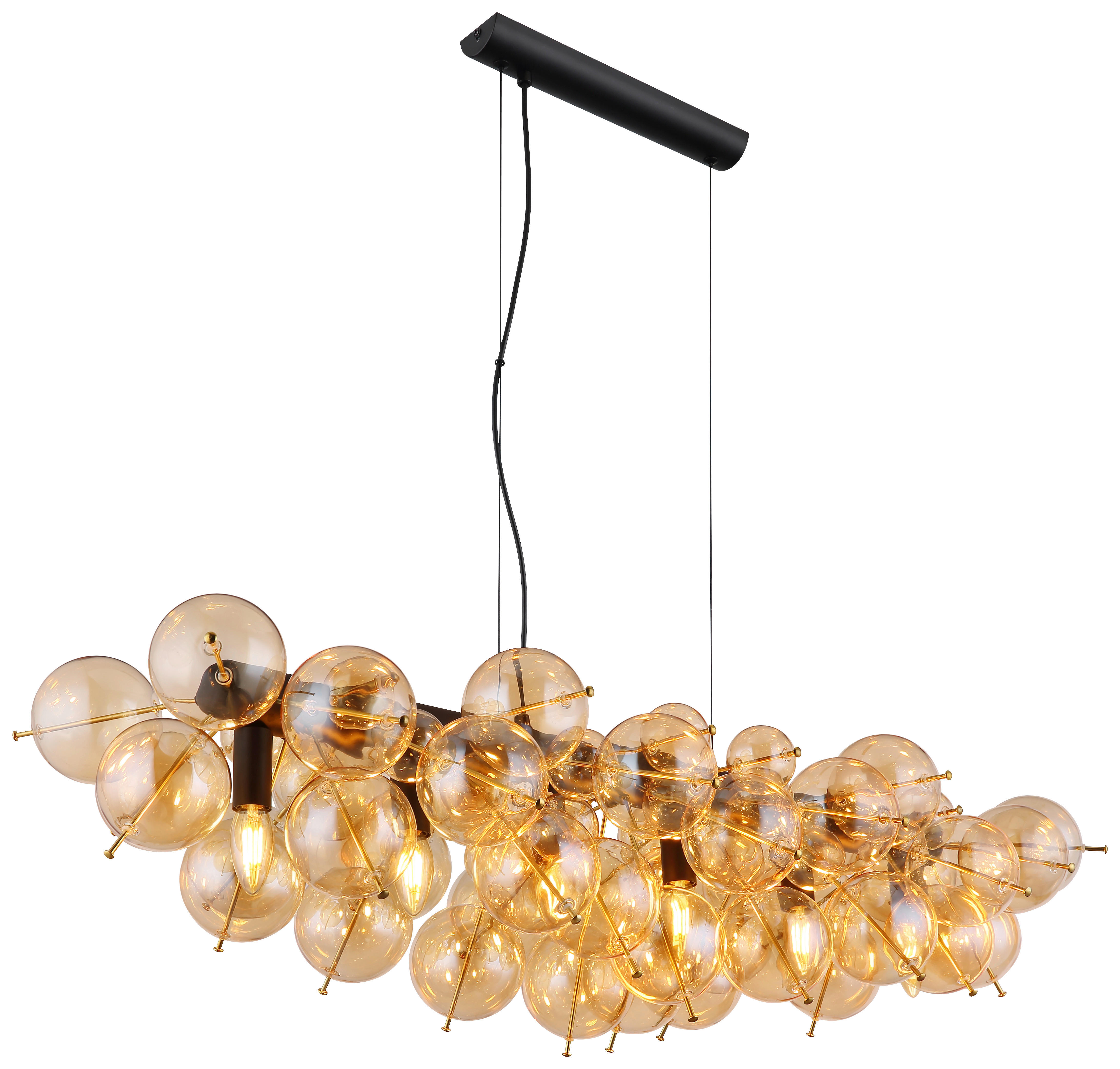 GLOBO Pendelleuchte amber gold schwarz Glas Metall B/H/T: ca. 47x120x103 cm E14 6 Brennstellen UDO - gold/schwarz (47,00/120,00/103,00cm) - GLOBO