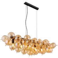 GLOBO Pendelleuchte amber gold schwarz Glas Metall B/H/T: ca. 47x120x103 cm E14 6 Brennstellen UDO - gold/schwarz (47,00/120,00/103,00cm) - GLOBO
