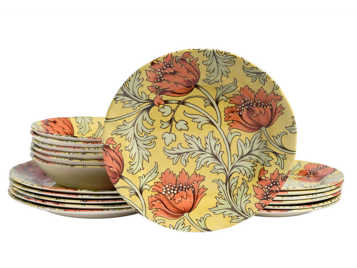 CreaTable Tafelservice Florentina gelb Steingut 18 tlg. Florentina - gelb (33,00/33,00/31,00cm) - CreaTable