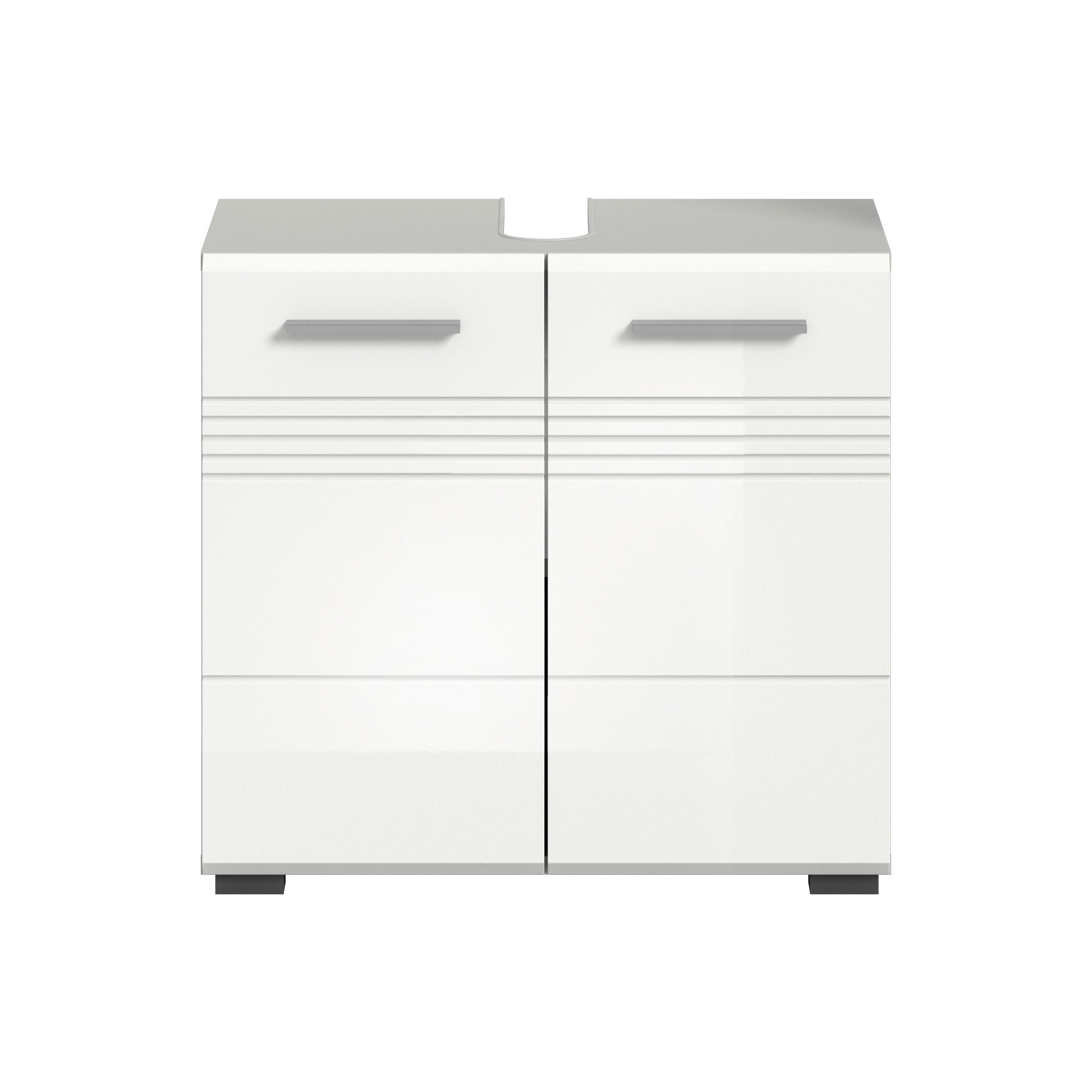 Waschbeckenunterschrank Copa hellgrau weiß Hochglanz B/H/T: ca. 60x56x32 cm Copa - hellgrau/weiß (60,00/56,00/32,00cm) - xonox.home