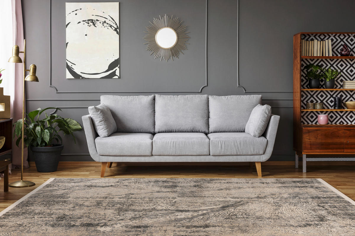 Kayoom Kurzflorteppich Adela 525 grau B/H/L: ca. 120x1,3x170 cm Adela 525 - grau (170,00/120,00/1,30cm) - Kayoom
