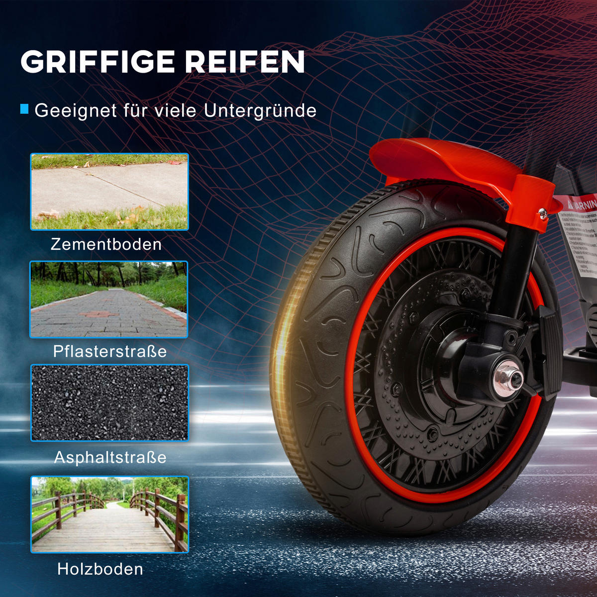 HOMCOM Kinder-Elektromotorrad schwarz B/H/L: ca. 42x57x76 cm Kinder-Elektromotorrad - rot/schwarz (76,00/42,00/57,00cm) - HOMCOM