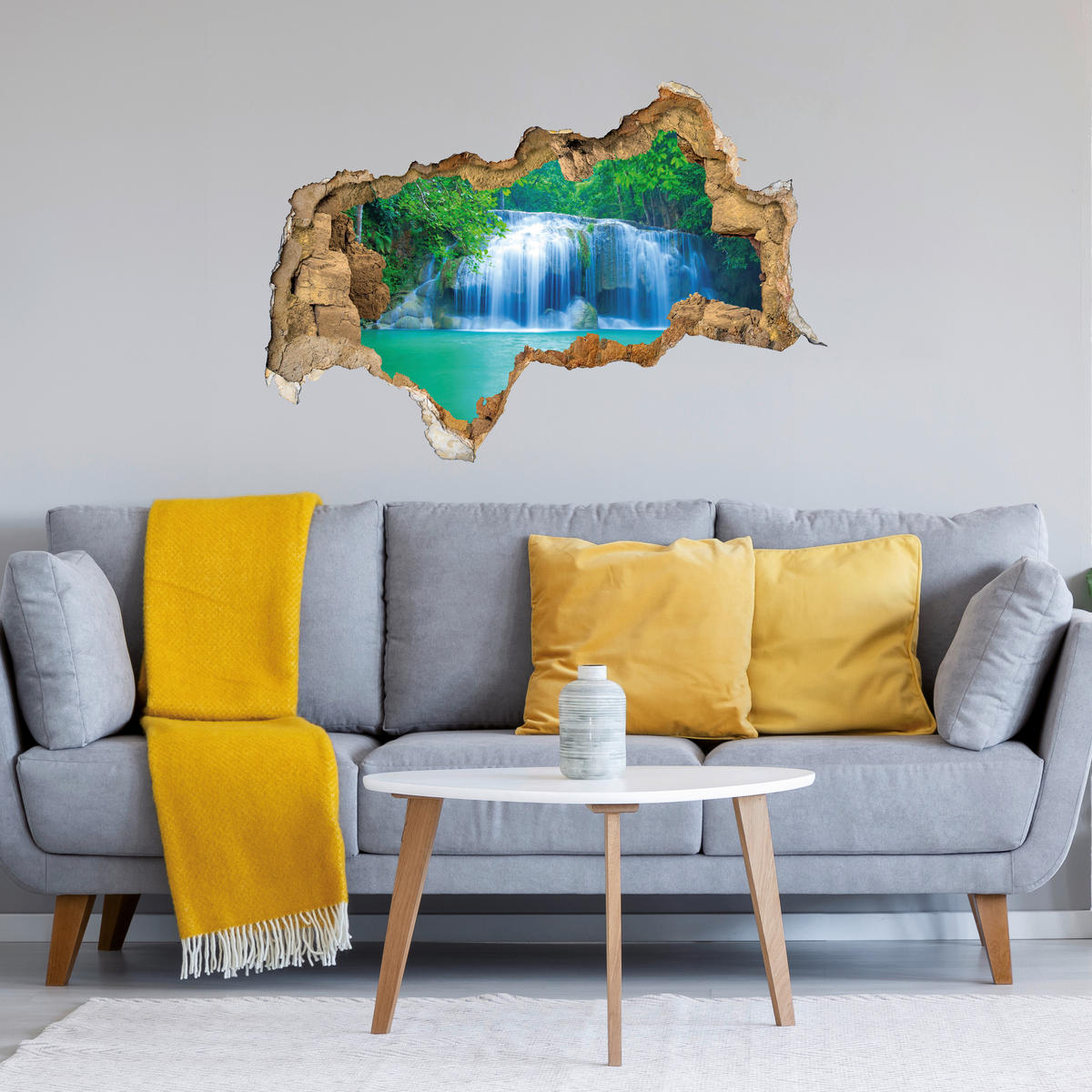 Dekosticker Wasserfall bunt B/L: ca. 50x70 cm 2 tlg. Dekosticker Mauer Wasserfall - bunt (50,00/70,00cm)
