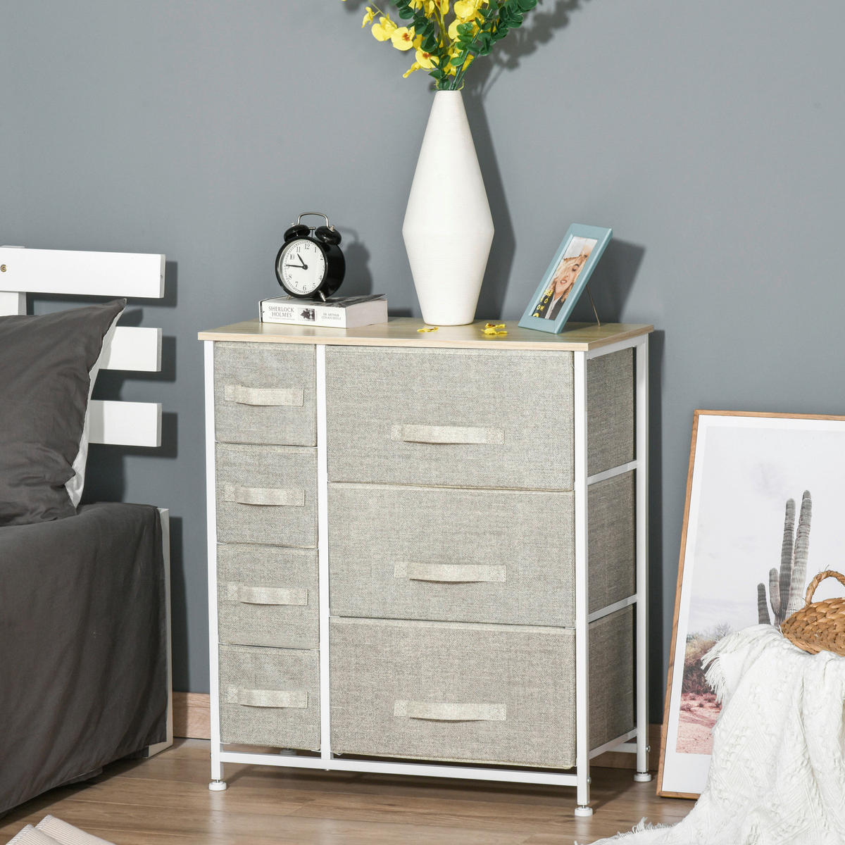 HOMCOM Aufbewahrungsregal hellgrau Polypropylen B/H/L: ca. 30x63,5x71 cm Schubladenschrank - hellgrau (71,00/30,00/63,50cm) - HOMCOM