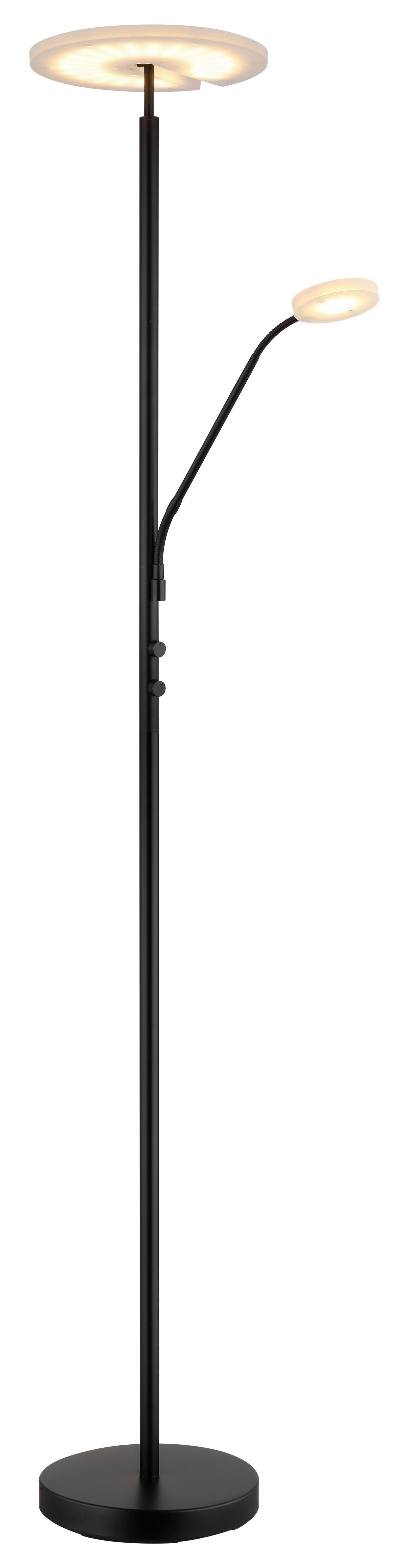 GLOBO Deckenfluter mattschwarz Satiniert Metall Acryl H/D: ca. 180x30 cm 2 Brennstellen Stanford - Satiniert/mattschwarz (30,00/180,00cm) - GLOBO