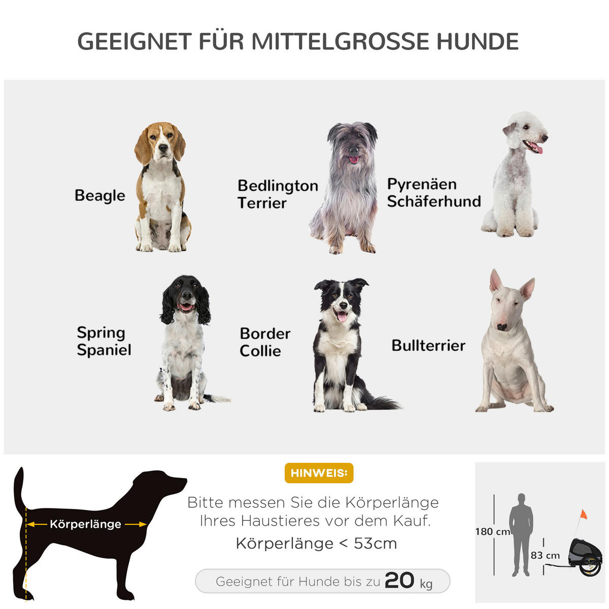 PawHut Hunde-Zubehör schwarz Edelstahl B/H/L: ca. 71x140x83 cm Hundeanhänger - schwarz (83,00/71,00/140,00cm) - PawHut