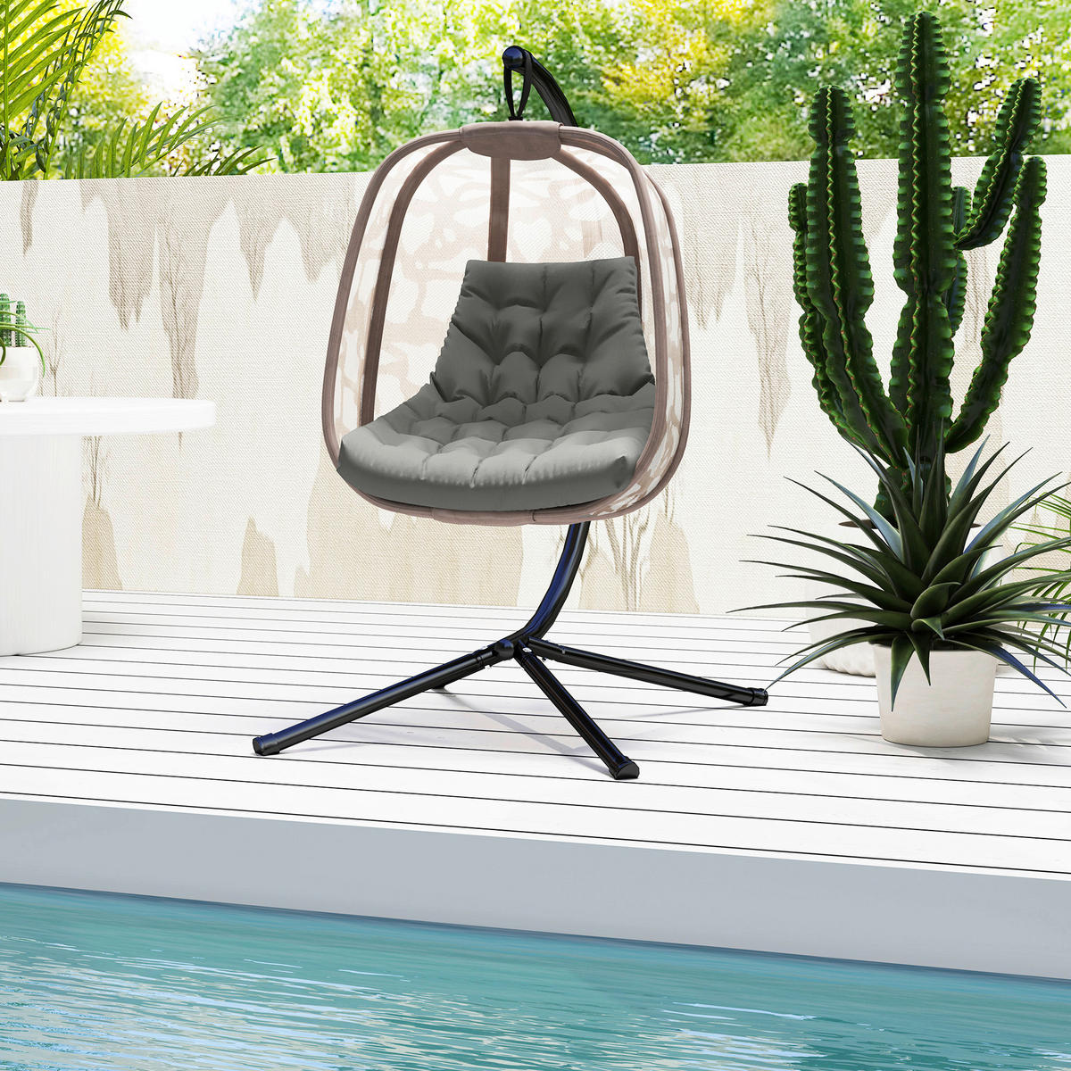 Outsunny Sitzkissen grau Schaumstoff B/H/L: ca. 100x8x120 cm Sitzkissen - grau (120,00/100,00/8,00cm) - Outsunny