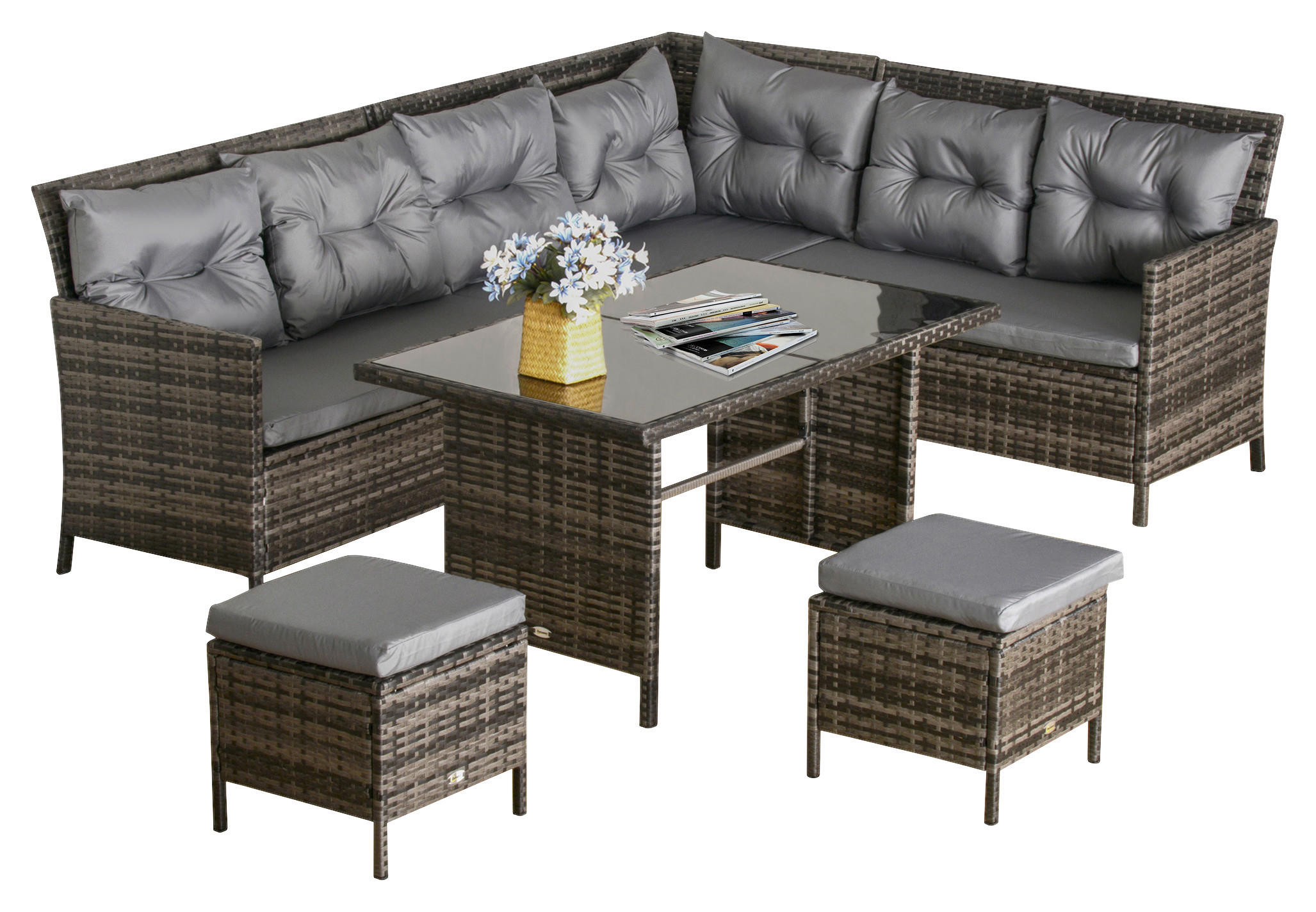 Outsunny Gartensitzgruppe grau Polyratta...