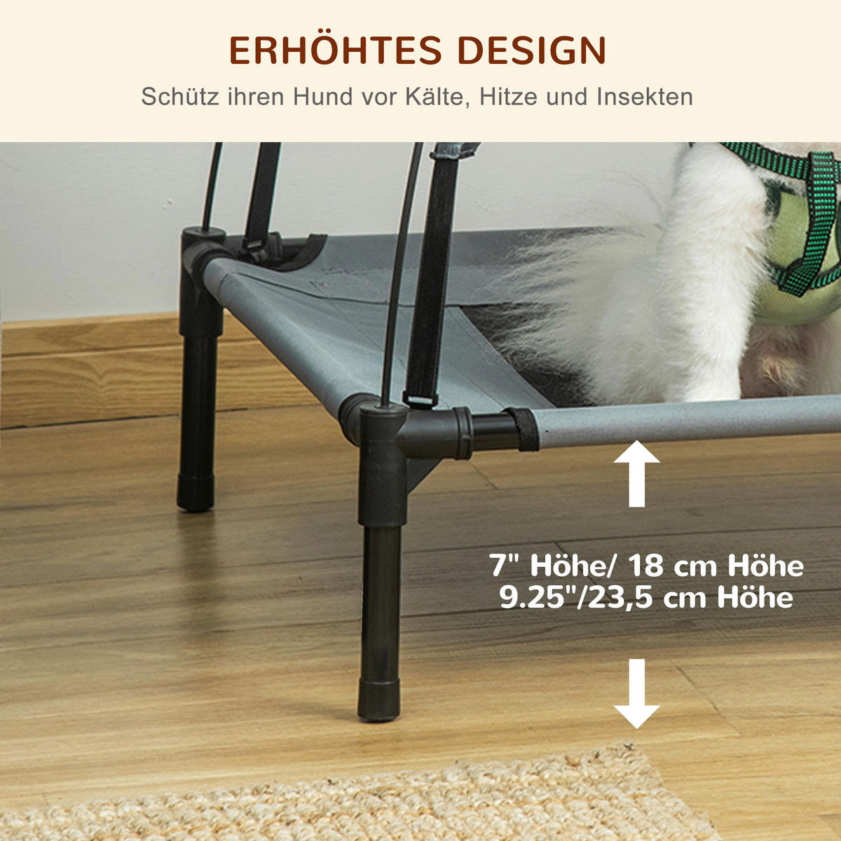 PawHut Hunde-Zubehör grau Polypropylen B/H/L: ca. 46x61x62 cm Hundebett - schwarz/grau (62,00/46,00/61,00cm) - PawHut