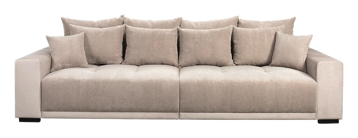 Big Sofa Xantia new 1 beige Velourstoff B/H/T: ca. 318x94x120 cm Xantia new 1 - beige/schwarz (318,00/94,00/120,00cm)