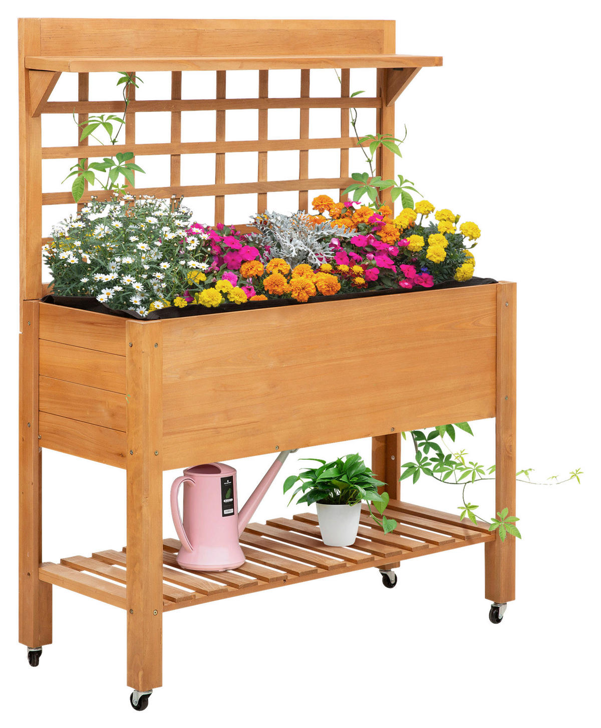 Outsunny Pflanztisch hellbraun B/H/L: ca. 40x135x105 cm Gärtnertisch 845-475 - hellbraun (105,00/40,00/135,00cm) - Outsunny
