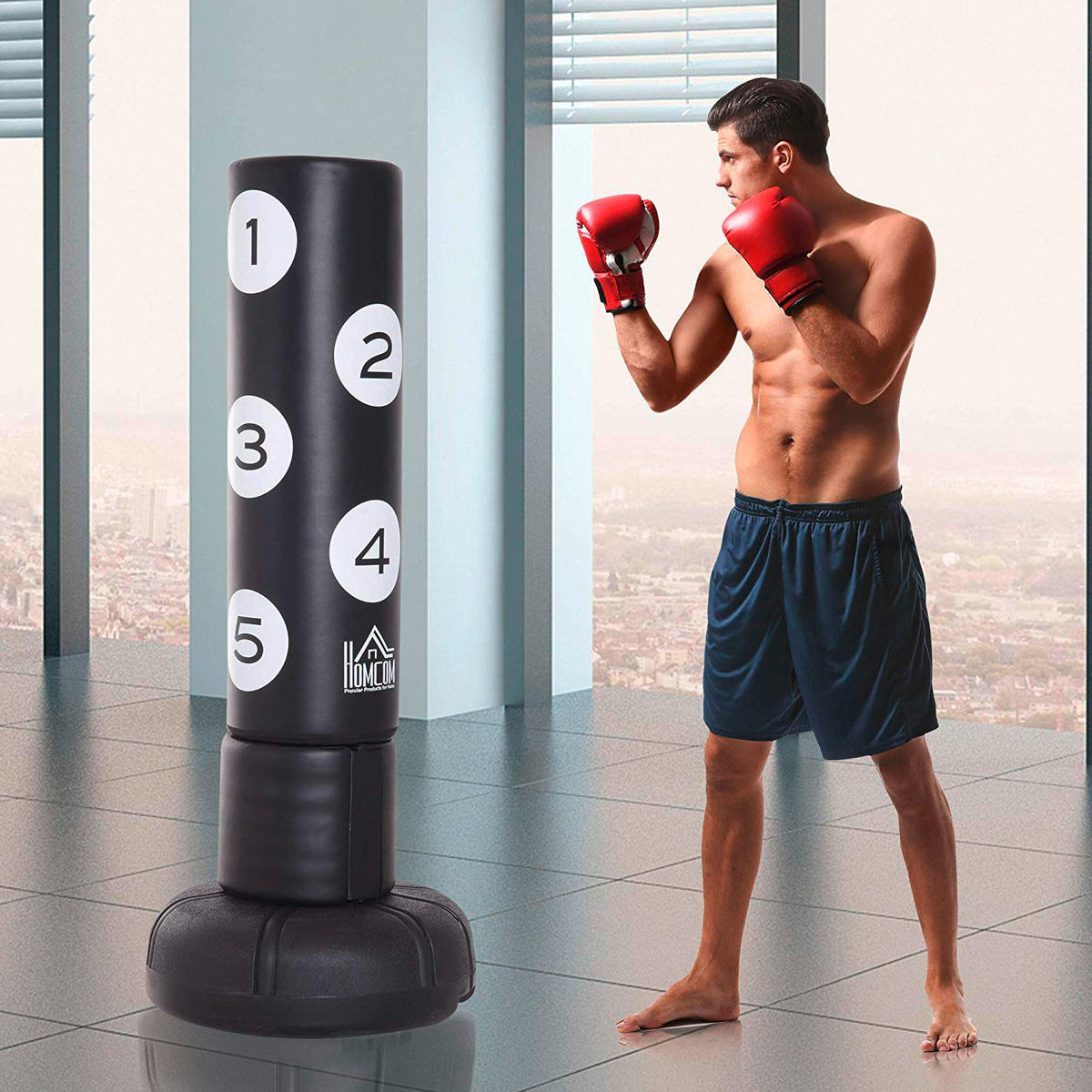 HOMCOM Standboxsack schwarz Kunststoff H/D: ca. 176x70 cm Standboxsack - schwarz (70,00/176,00cm) - HOMCOM