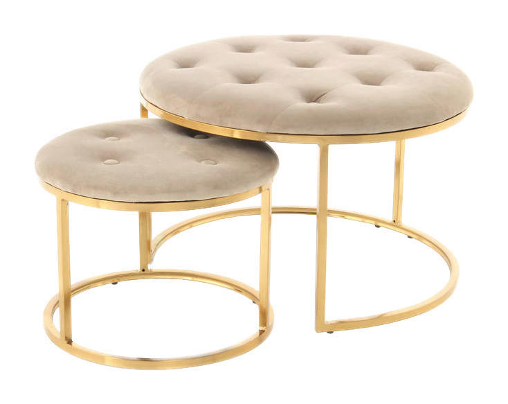 360 Living Hocker Myla 100 2er-Set taupe gold Samt Metall H/D: ca. 41x60 cm Myla 100 2er-Set - gold/taupe (60,00/41,00cm) - 360 Living