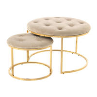360 Living Hocker Myla 100 2er-Set taupe gold Samt Metall H/D: ca. 41x60 cm Myla 100 2er-Set - gold/taupe (60,00/41,00cm) - 360 Living