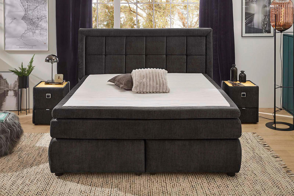 Boxspringbett  anthrazit dunkel Liegefläche B/L: ca. 180x200 cm Sophia_Mix_Boxspringbett - anthrazit (200,00/133,00/219,00cm)