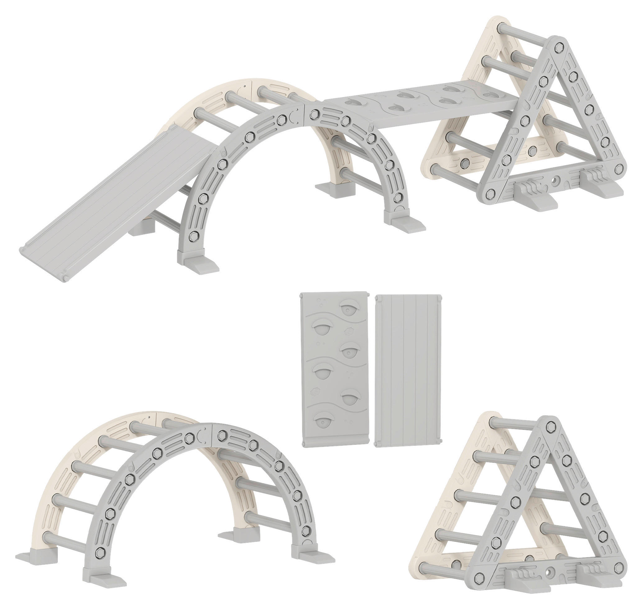 AIYAPLAY Klettergerüst grau B/H/L: ca. 70x56x104 cm Klettergerüst - grau (104,00/70,00/56,00cm) - AIYAPLAY