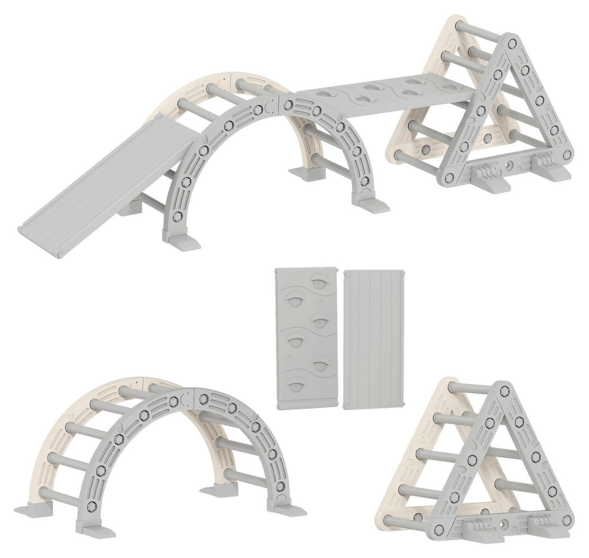 AIYAPLAY Klettergerüst grau B/H/L: ca. 70x56x104 cm Klettergerüst - grau (104,00/70,00/56,00cm) - AIYAPLAY