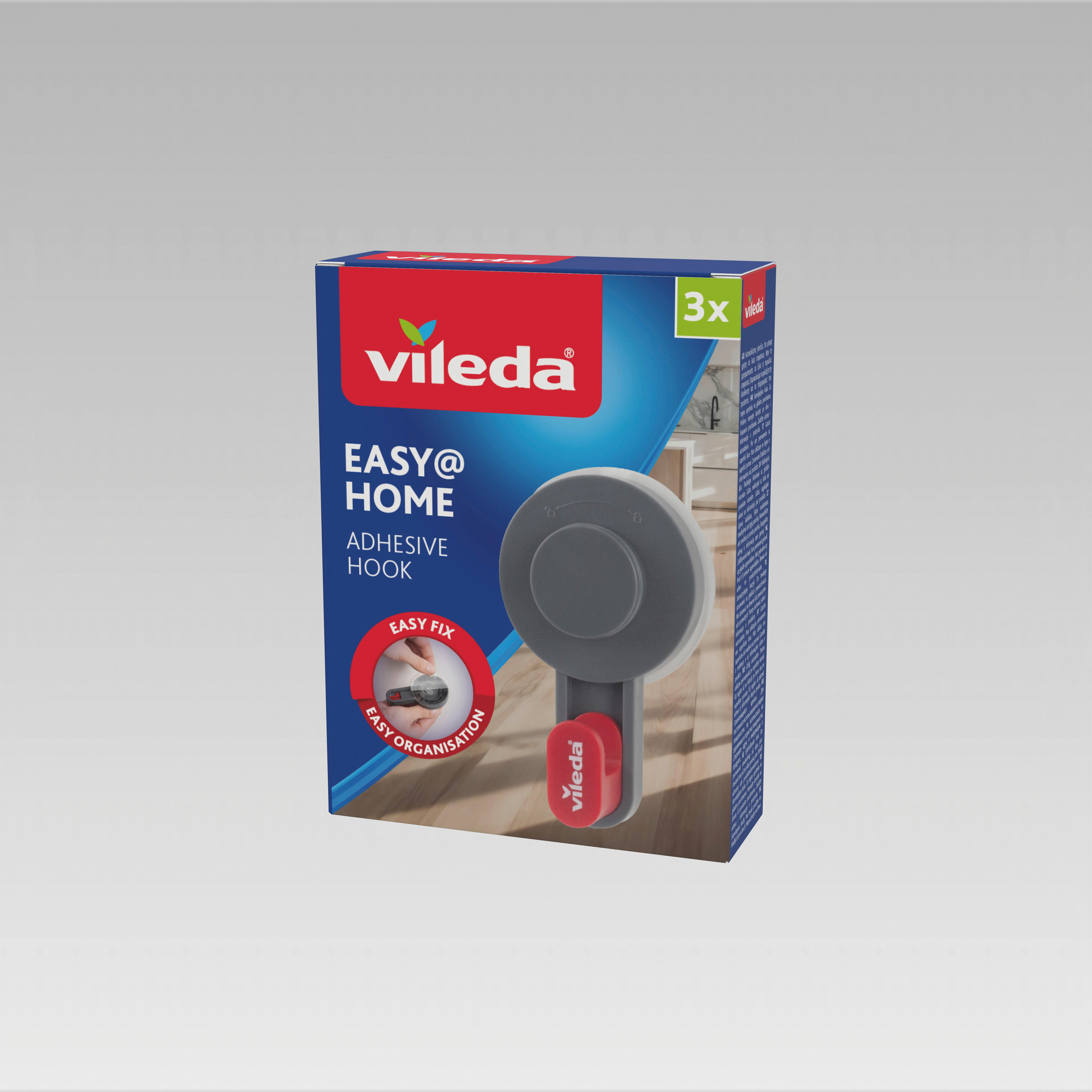 Vileda Klebehaken grau Kunststoff B/H/L: ca. 6,5x3,7x11,2 cm Klebehaken_3erSet_Vileda - grau (11,20/6,50/3,70cm) - Vileda
