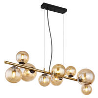 GLOBO Pendelleuchte schwarz amber Metall Glas B/H/T: ca. 36x120x86,6 cm G9 9 Brennstellen RIHA - schwarz/amber (36,00/120,00/86,60cm) - GLOBO