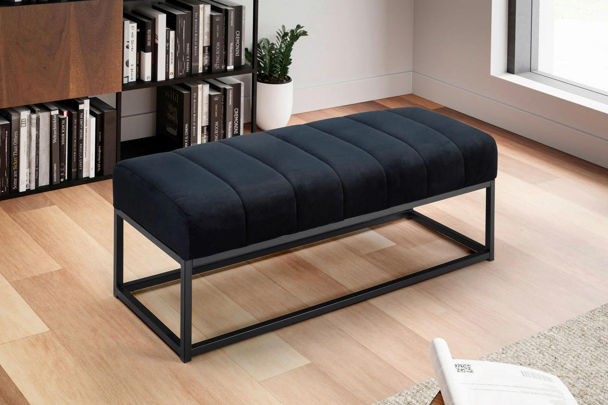 Sitzbank schwarz Polyester B/H/T: ca. 108x40x40 cm Sitzbank - schwarz (108,00/40,00/40,00cm) - Wohnling