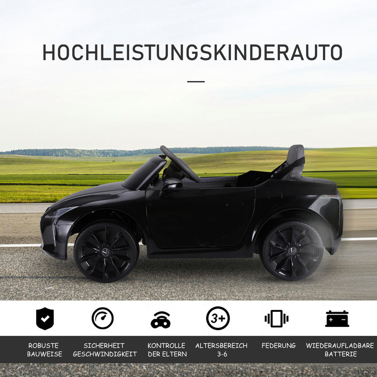 HOMCOM Kinderauto schwarz B/H/L: ca. 63x44x106 cm Kinderauto - schwarz (106,00/63,00/44,00cm) - HOMCOM
