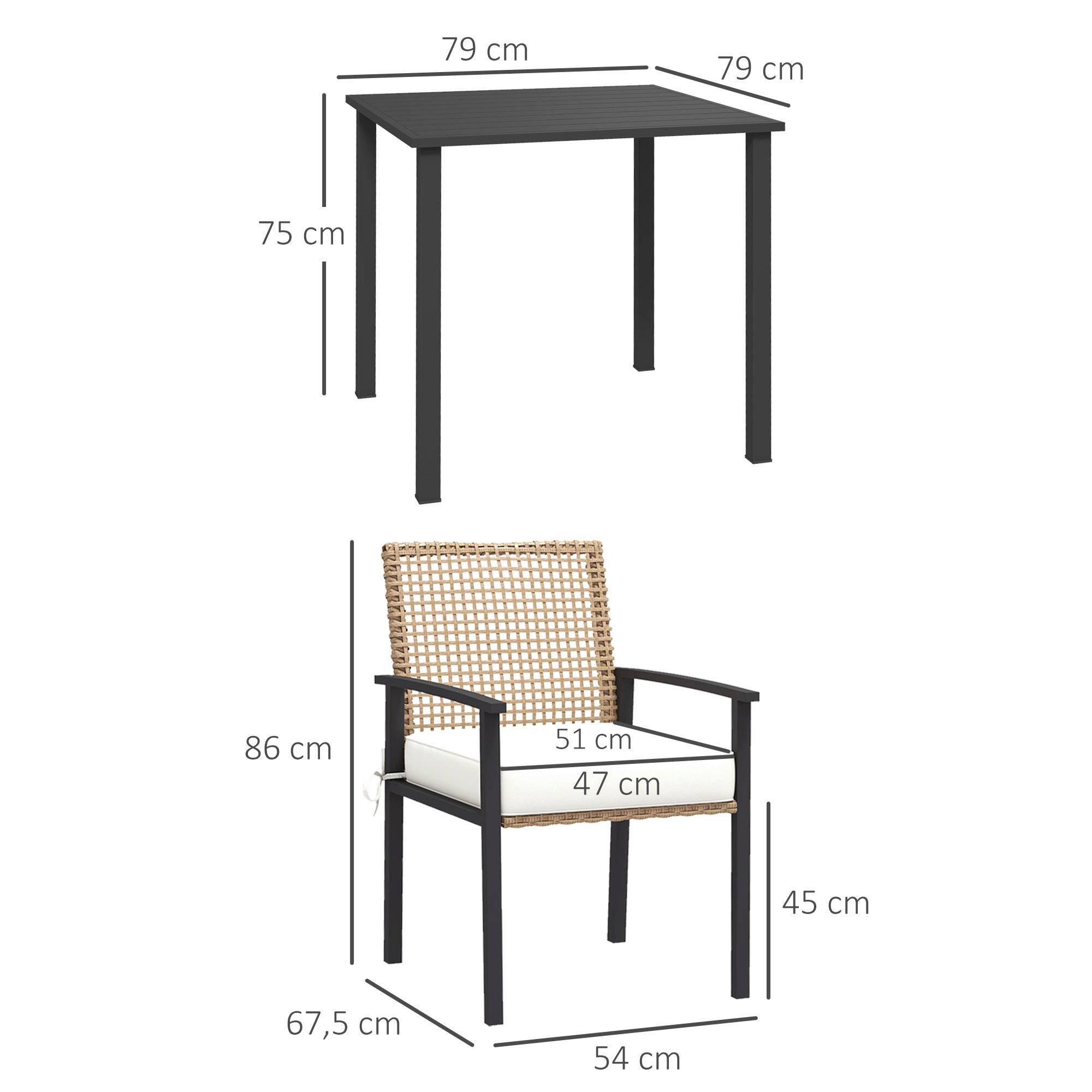 Outsunny Sitzgruppe schwarz Polyrattan B...