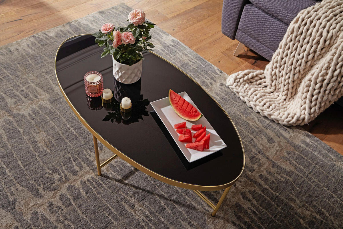 Couchtisch gold schwarz B/H/T: ca. 110x40x56 cm Couchtisch - gold/schwarz (110,00/40,00/56,00cm) - Wohnling