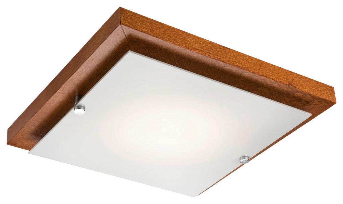Lamkur Deckenleuchte PEDRO 26978 rustikal Glas Holz H/L: ca. 6,5x30 cm E27 1 Brennstellen Pedro - rustikal (30,00cm) - Lamkur