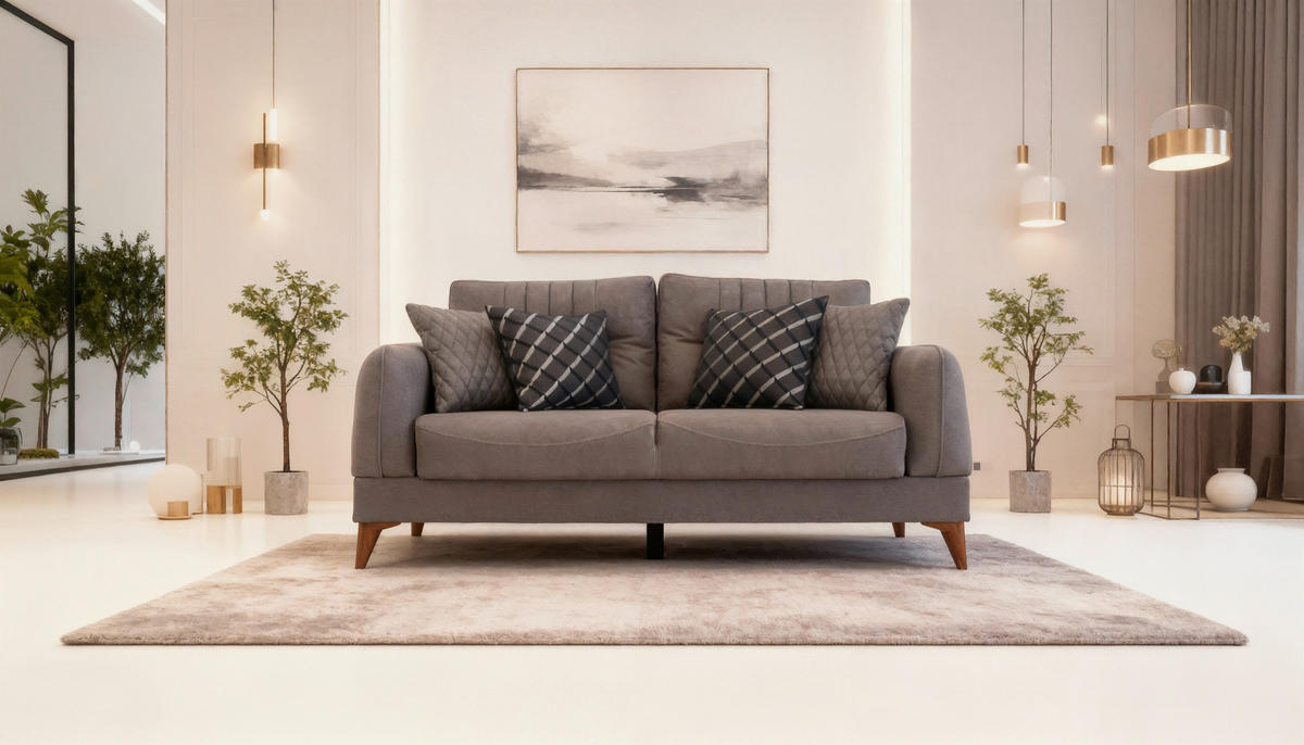 Sofa 3-2-1 Mislina blaugrau Microfaser Mislina - braun/blaugrau