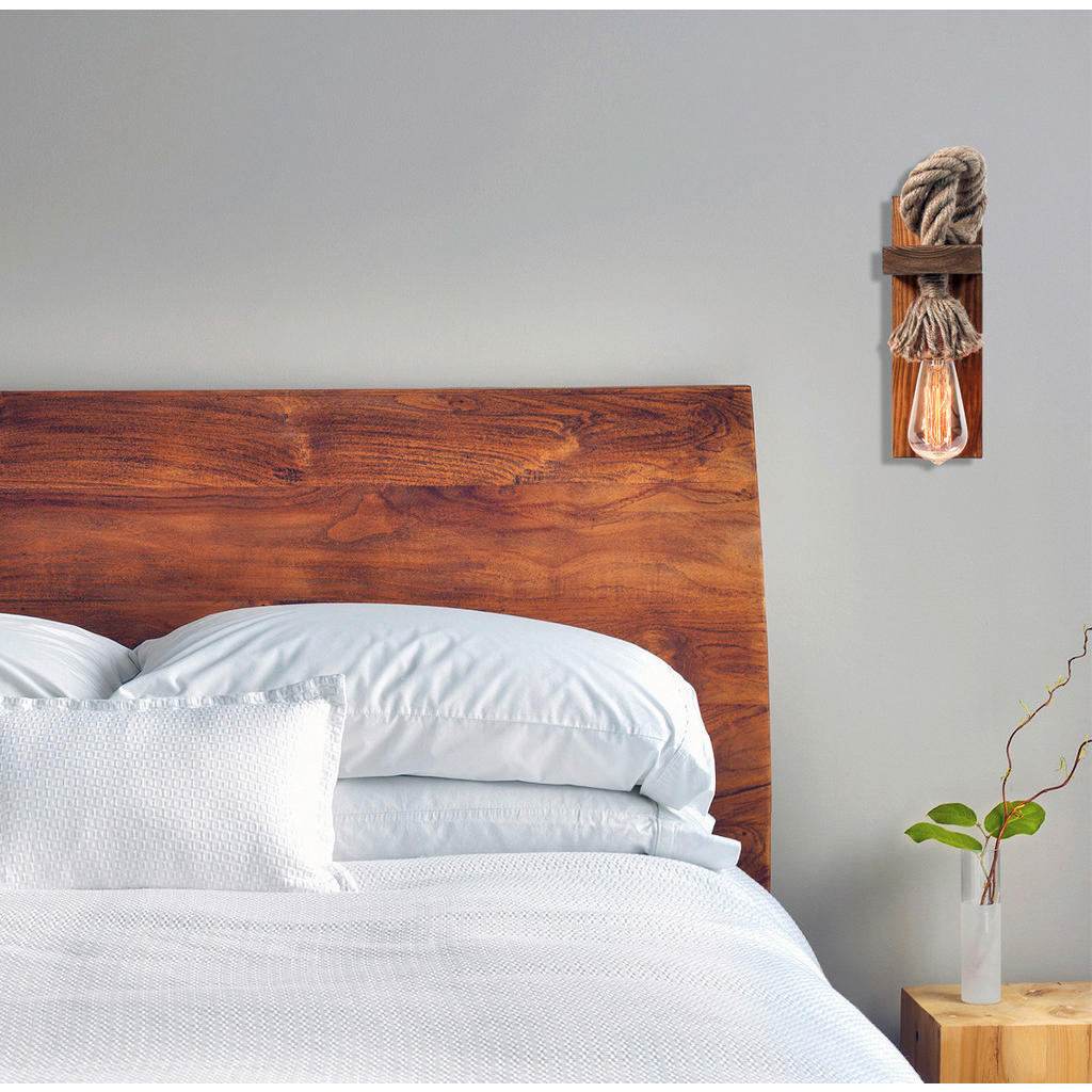Thumbnail - Opviq Wandleuchte Erebos braun gold Holz B/H/T/L: ca. 30x10x30x18 cm E27 1 Brennstellen