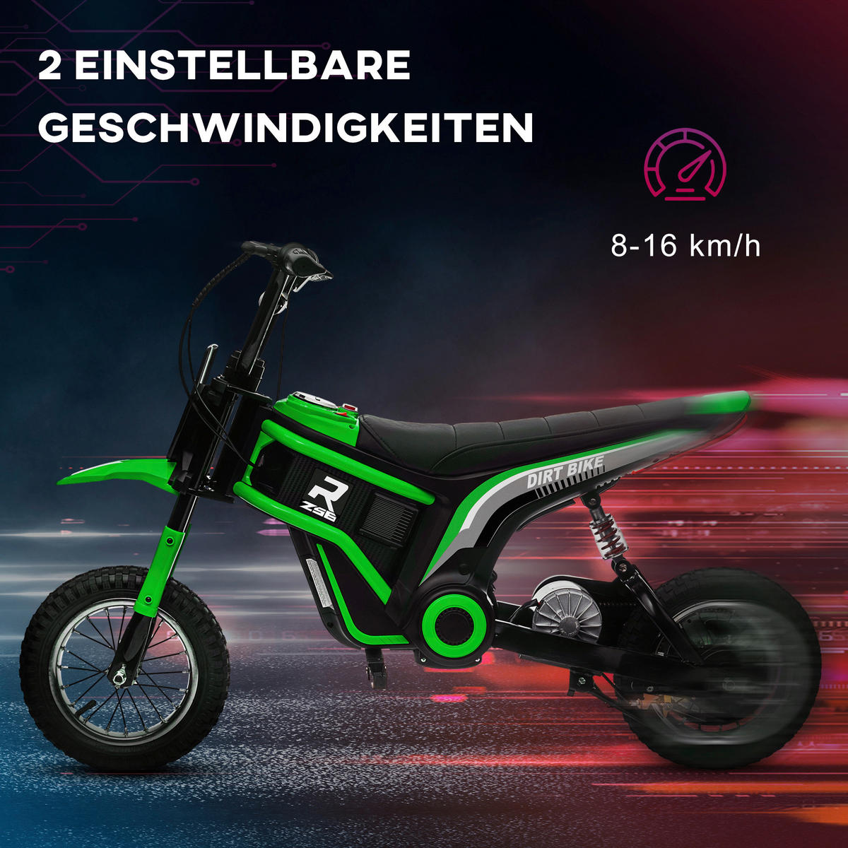 HOMCOM Kinder-Elektromotorrad grün B/H/L: ca. 64x76,5x119 cm Kinder-Elektromotorrad - grün (119,00/64,00/76,50cm) - HOMCOM