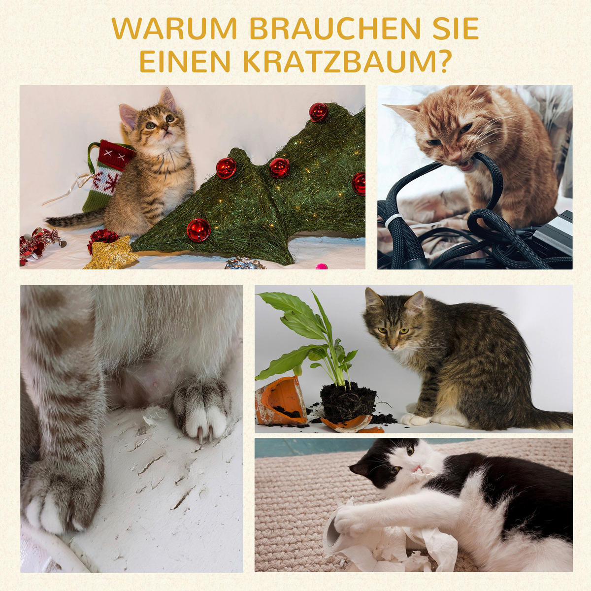 PawHut Kratzbaum Kratzbaum - (40,00/60,00/109,00cm) - PawHut