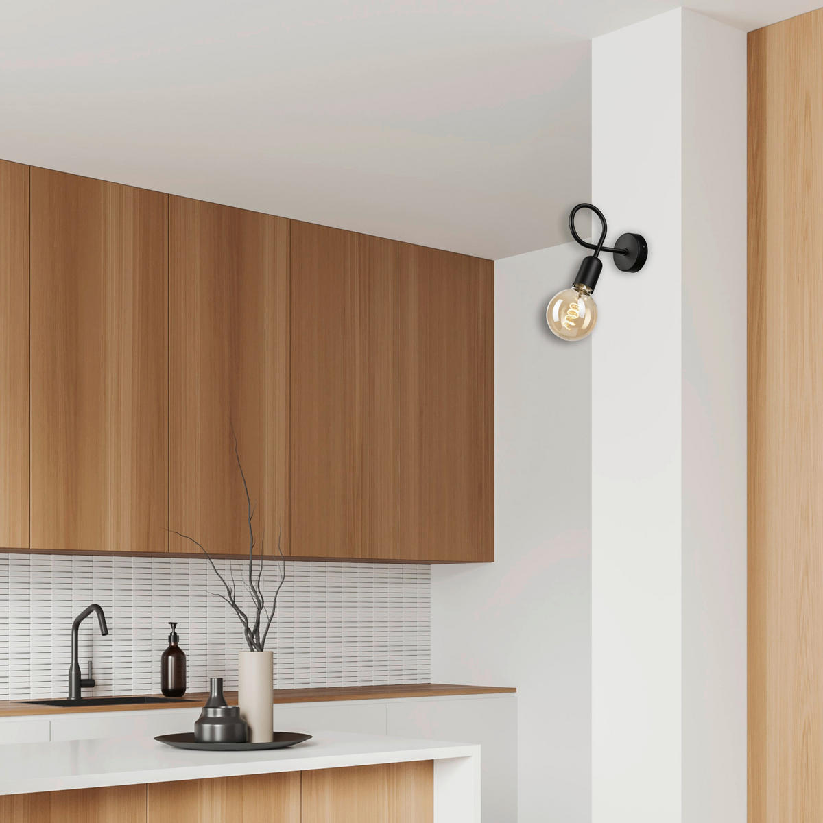 Lamkur Wandleuchte schwarz Stahl B/H/L: ca. 8x18x16 cm E27 1 Brennstellen Lizzy - schwarz (16,00/8,00/18,00cm) - Lamkur