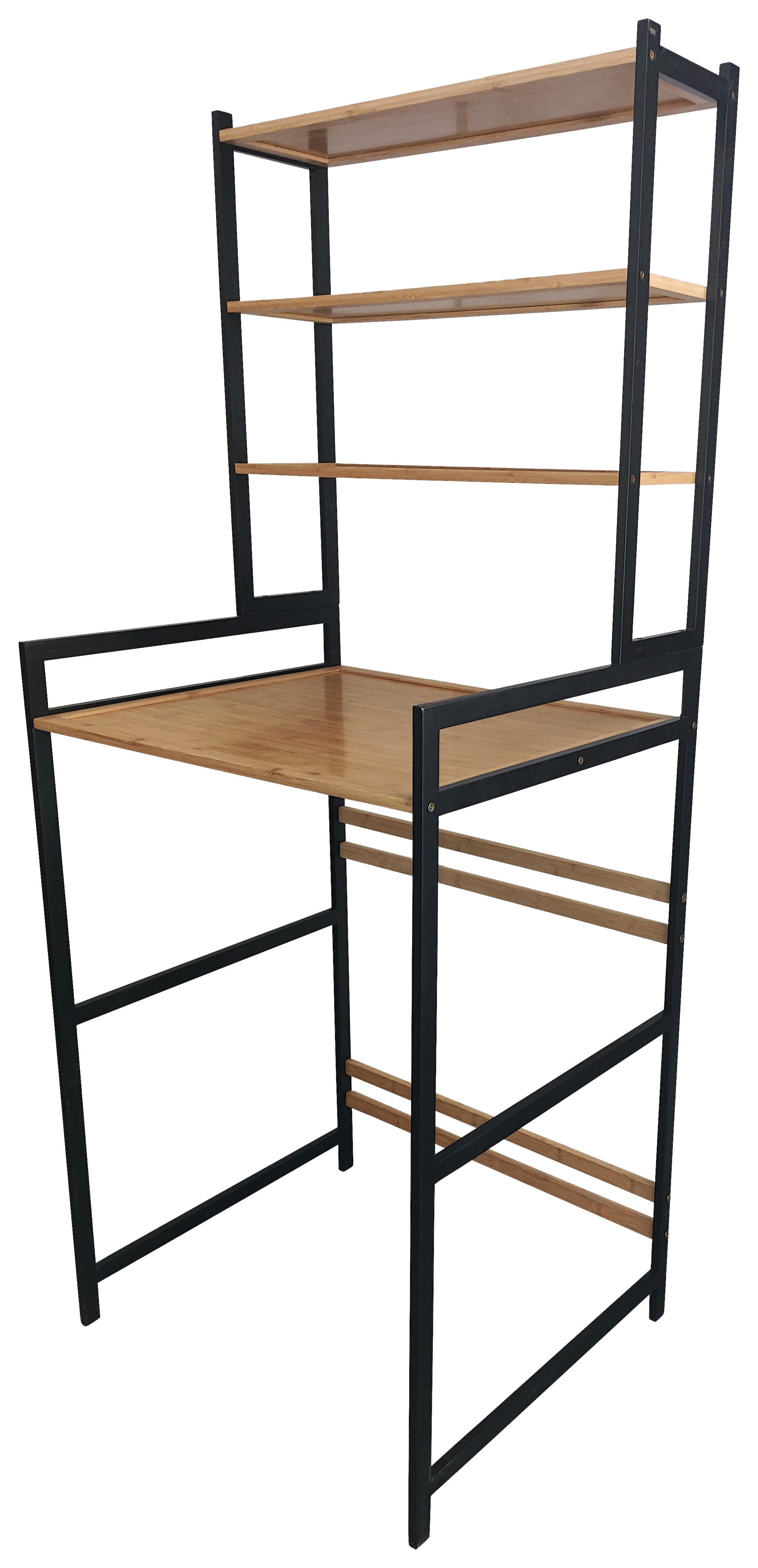 Waschmaschinenumbauschrank Tom natur Bambus B/H/T: ca. 66x165x55 cm Tom - natur/schwarz (66,00/165,00/55,00cm)