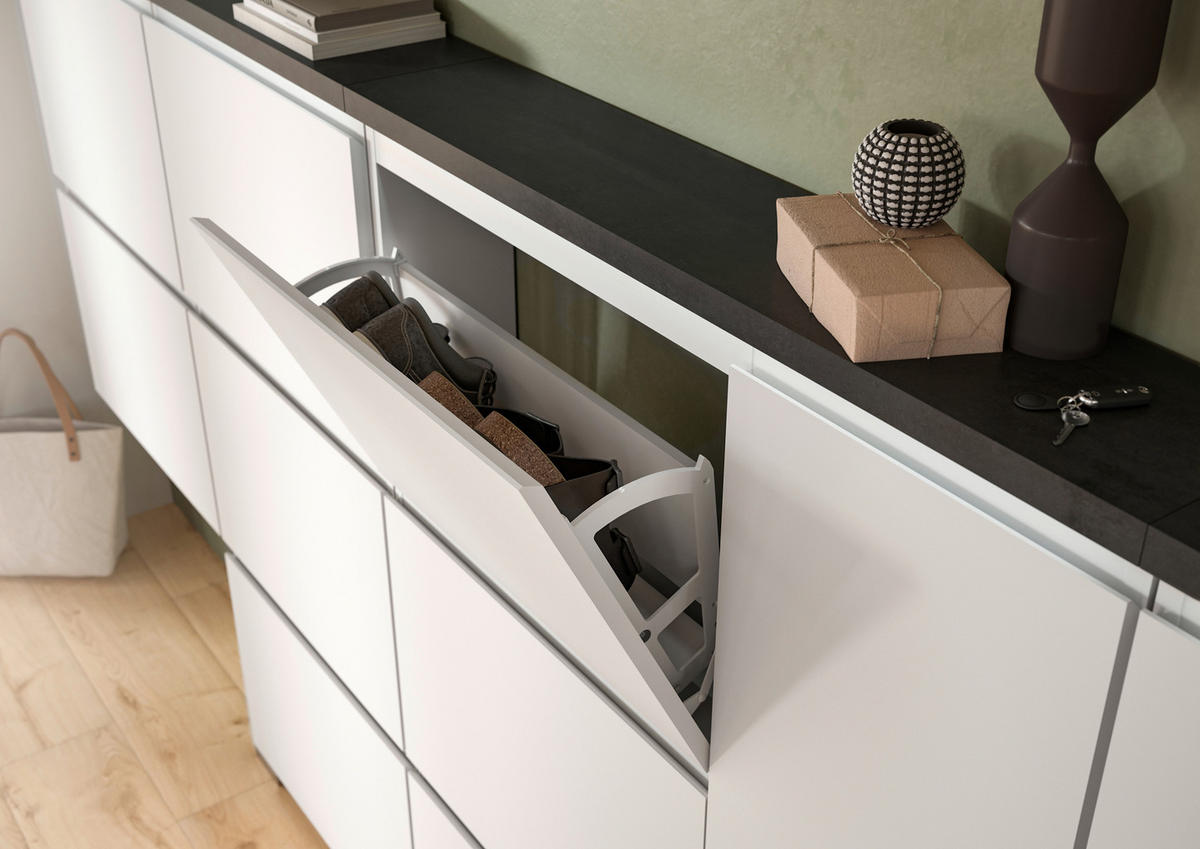 Schuhschrank Shoelove weiß grau B/H/T: ca. 95x130x18 cm Shoelove - weiß/grau (95,00/130,00/18,00cm) - xonox.home