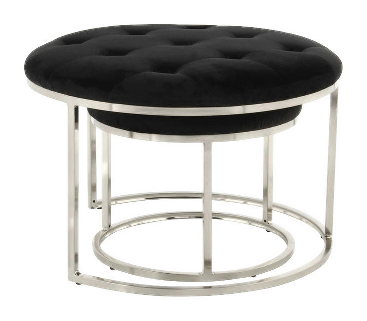 360 Living Hocker Myla 100 2er-Set schwarz silber Samt Metall H/D: ca. 41x60 cm Myla 100 2er-Set - schwarz/silber (60,00/41,00cm) - 360 Living