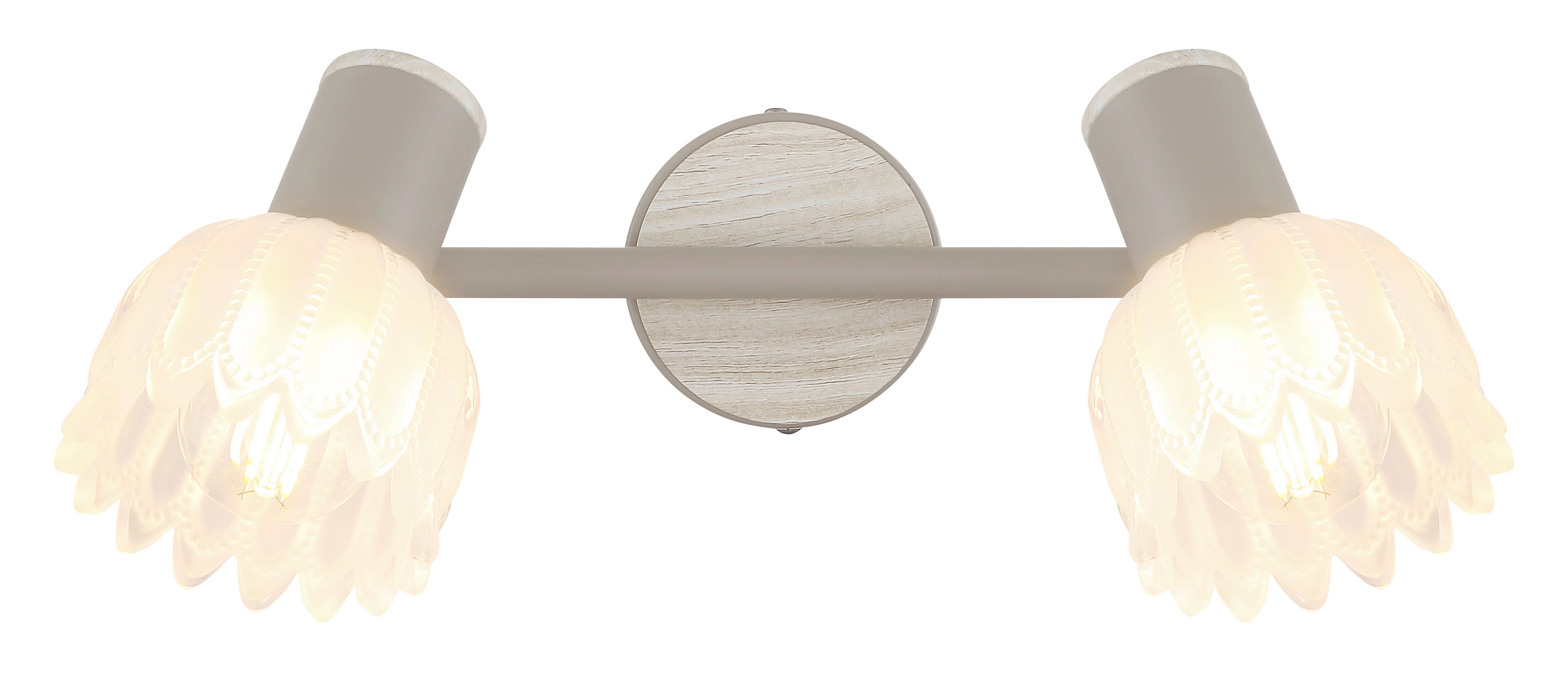 GLOBO Strahler sand Metall Glas B/H/L: ca. 10,5x26x13 cm E14 2 Brennstellen Strahler-Planta - sand (13,00/10,50/26,00cm) - GLOBO