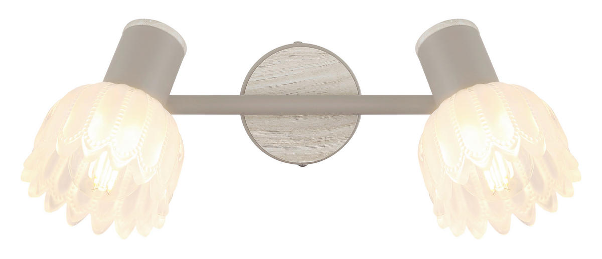 GLOBO Strahler sand Metall Glas B/H/L: ca. 10,5x26x13 cm E14 2 Brennstellen Strahler-Planta - sand (13,00/10,50/26,00cm) - GLOBO