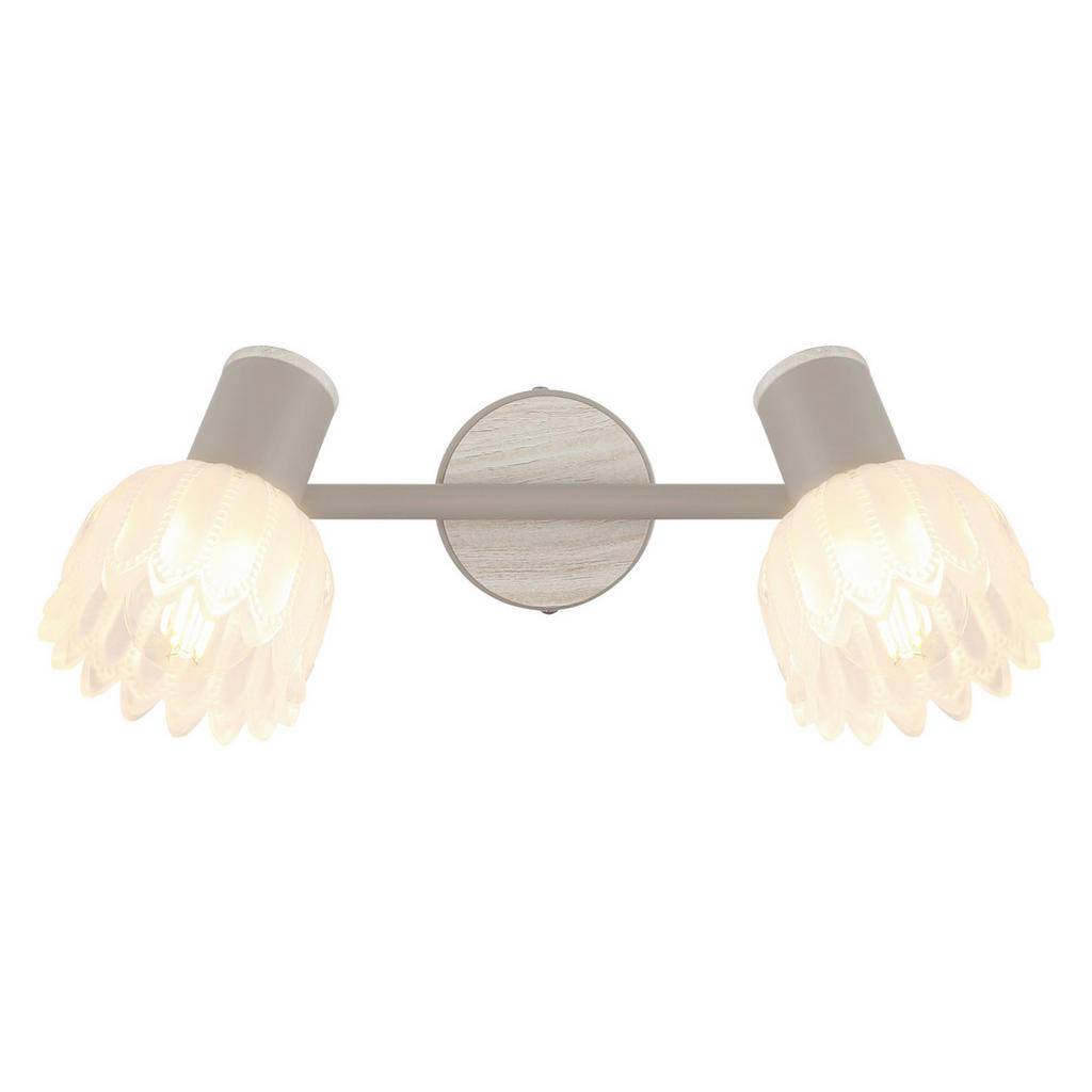 Thumbnail - GLOBO Strahler sand Metall Glas B/H/L: ca. 10,5x26x13 cm E14 2 Brennstellen